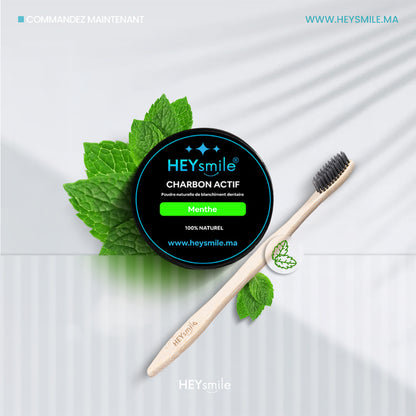 HeySmile Platinum Pack – 5 Pots de Charbon + 2 Brosses Bambou Gratuite
