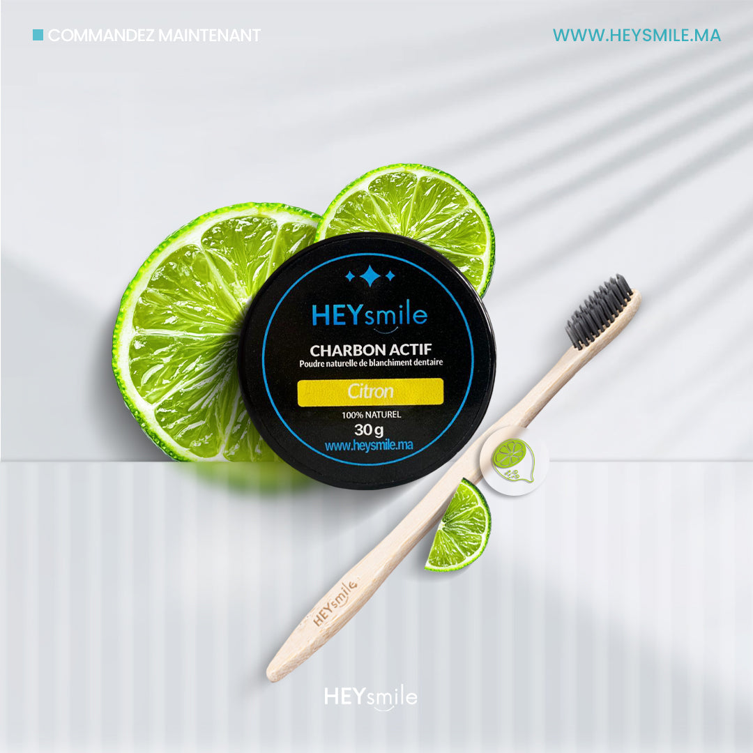 1pot charcoal Citron avec brosse bambou CADEAU